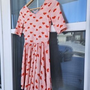 Dot Dot Smile Pink and Red Heart Kids Dress